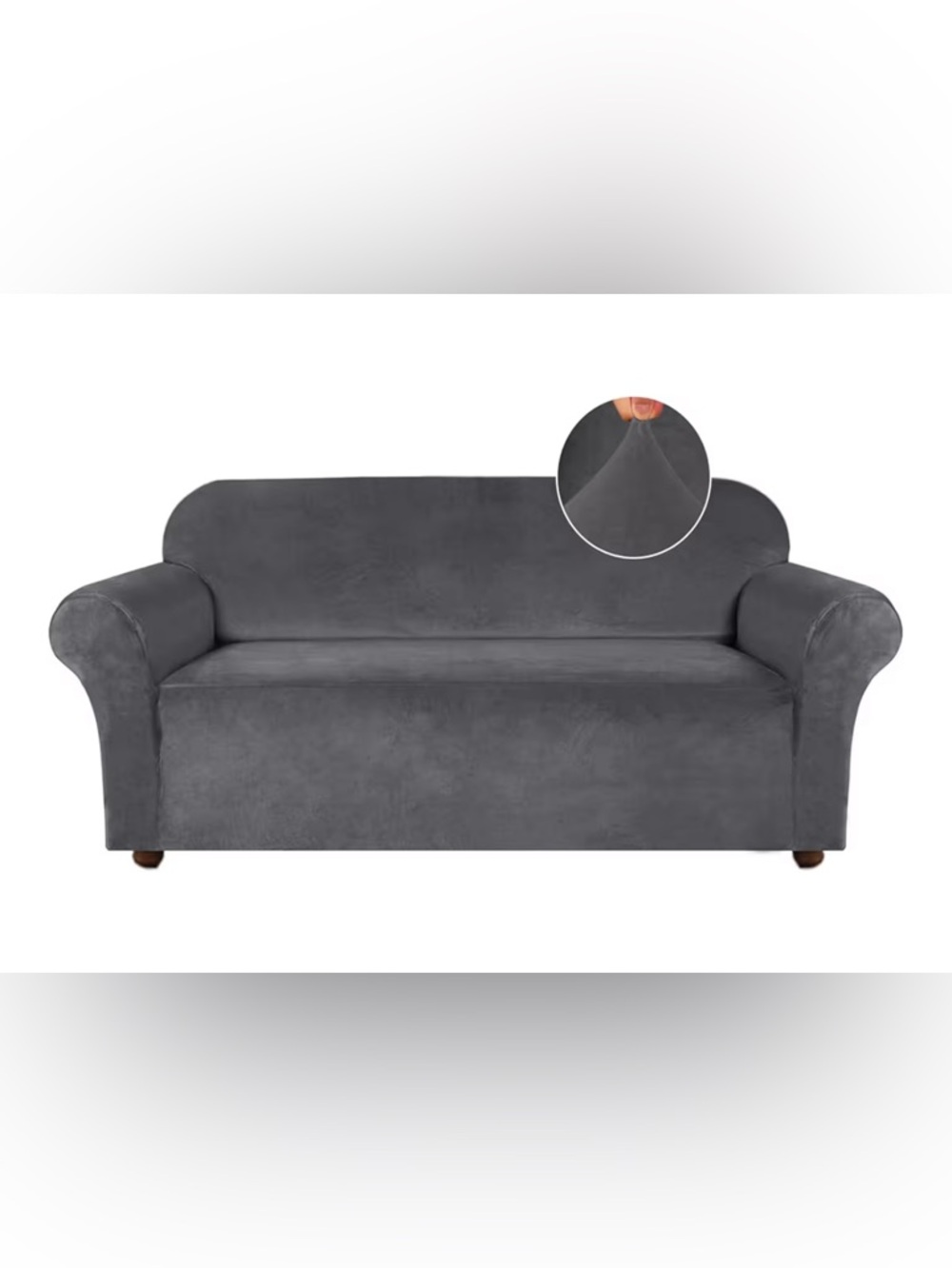 Stretch Velvet Sofa Cover - Gray
